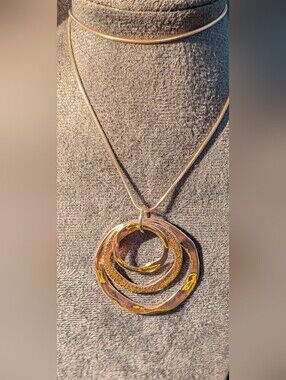 Rose Gold-Tone Triple Circle Pendant Necklace - Women Jewelry
